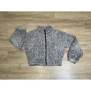 EXPRESS Sherpa Fleece Full Zip Mens Sz XS Cropped Jacket Grey